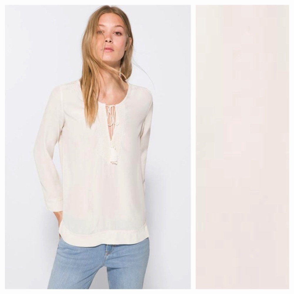 NWT. Massimo Dutti Cream Viscose Blouse. Size 10